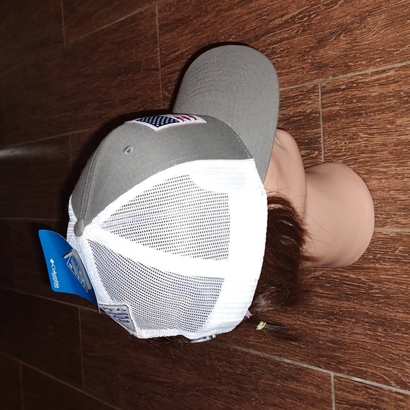 Columbia PFG USA Flag Mesh Back Trucker Hat Cap Unisex White Blue SnapBack NWT - Picture 6 of 9